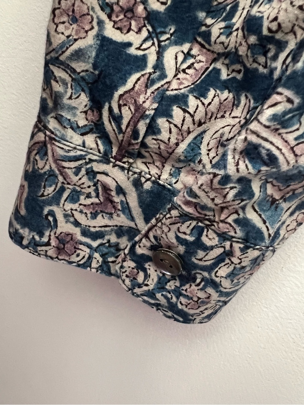 Pure Jill Floral Paisley Maxi Dress Blue Pink Organic Cotton Button Front M NEW - Picture 15 of 16